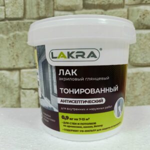 Лак акриловый глянцевый для внутренних и наружных работ 0,9 кг